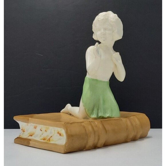 Ceramic Child on Book-Made in Czechoslovakia-Rare Fully Intact-No Repairs Vtg - Picture 2 of 10